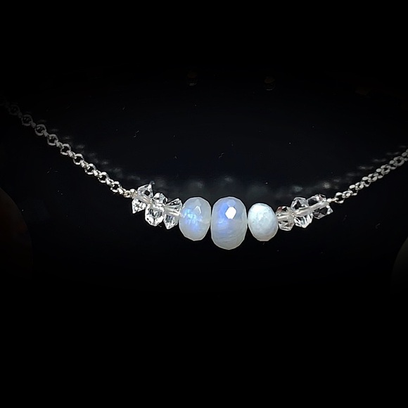 Moonstone & Herkimer Diamond Chocker Necklace! SALE! - Picture 5 of 8